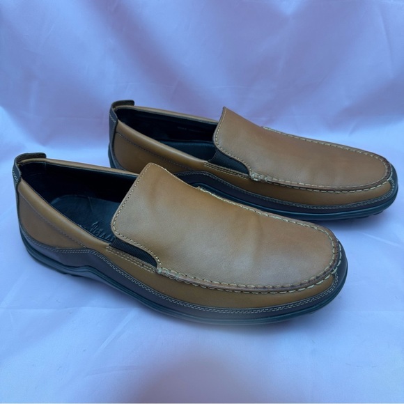 Cole Haan Men’s Leather Slip-On Loafers Sz 12M Tan Moc Toe Comfort Shoes - Picture 2 of 11